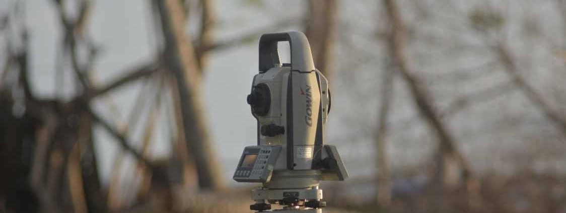 Surveying total station used to check building location, levels and height-to-boundary compliance