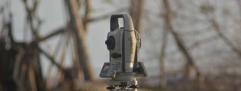 Surveying total station used to check building location, levels and height-to-boundary compliance